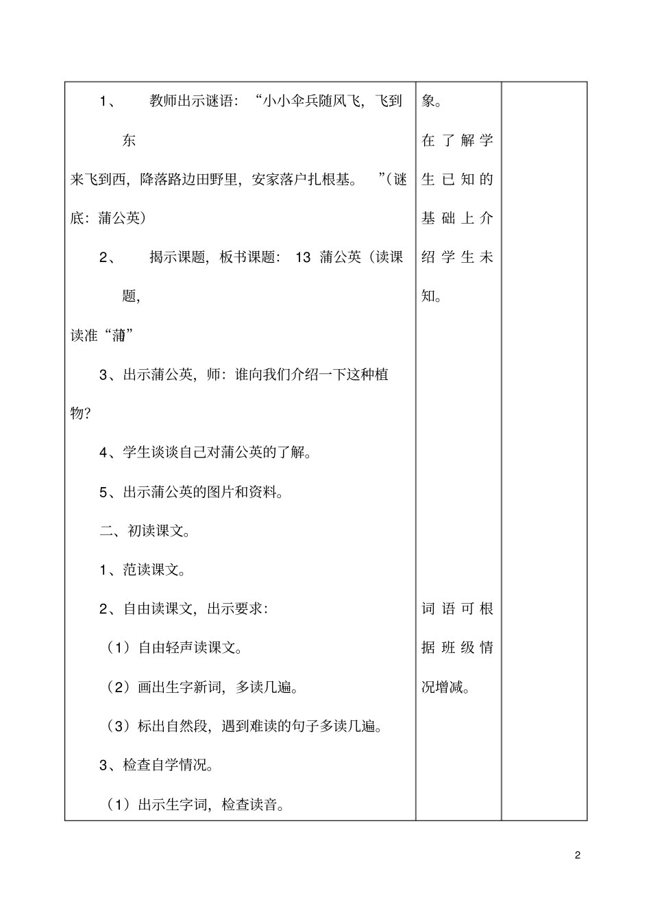 小学语文教学的设计-蒲公英_第2页
