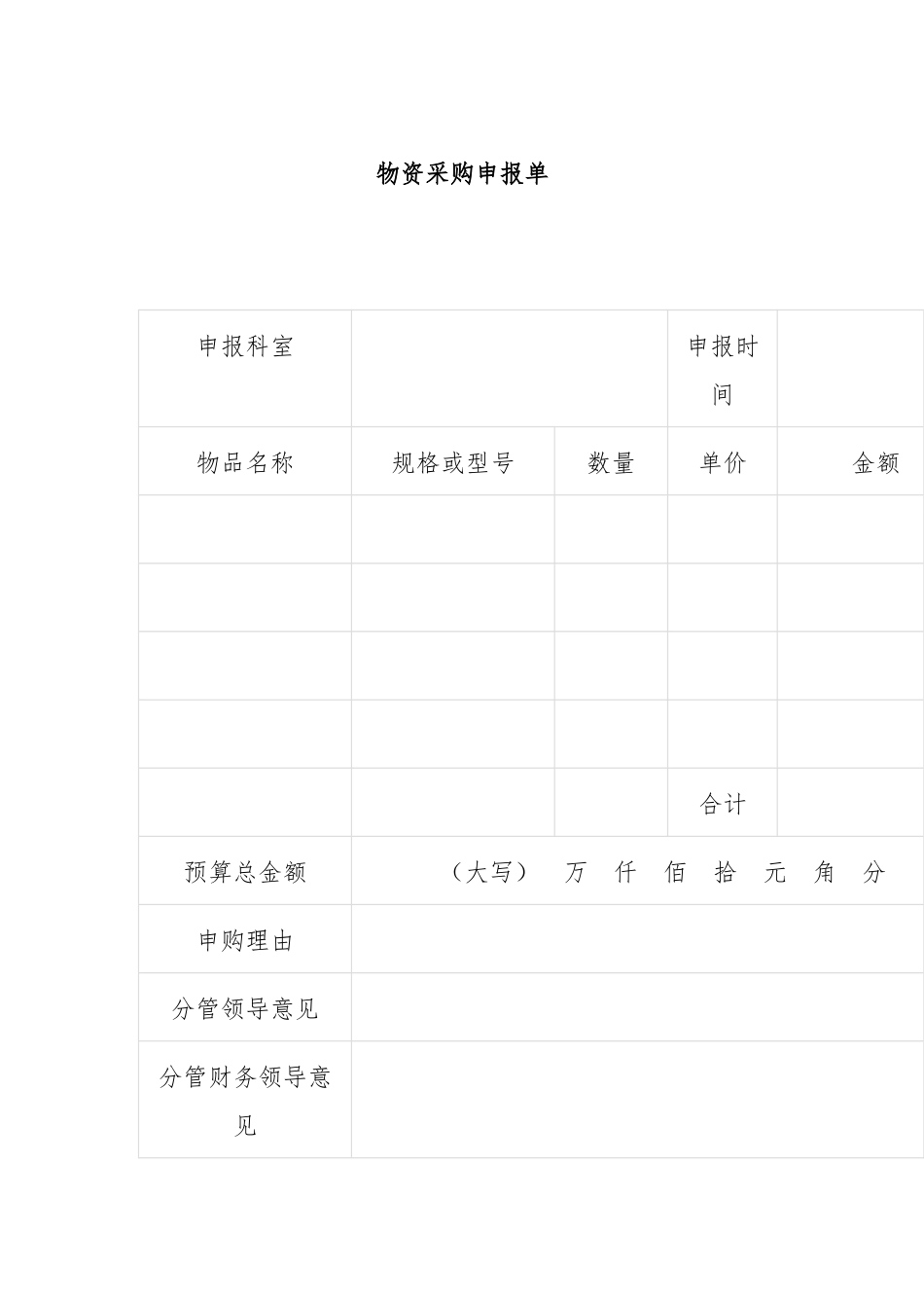 物资采购申报单_第1页