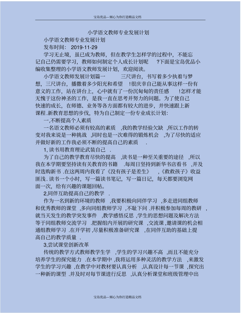 小学语文教师专业发展计划_第2页