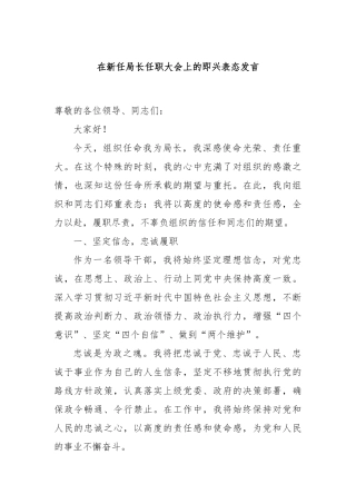 在新任局长任职大会上的即兴表态发言