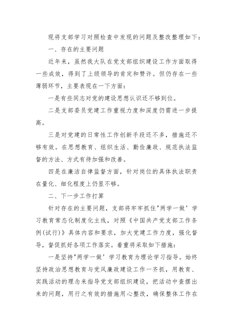 党支部学习《中国共产党支部工作条例(试行)》自查报告材料_第2页