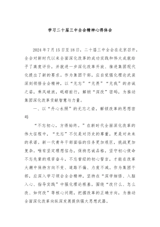 学习二十届三中全会精神心得体会