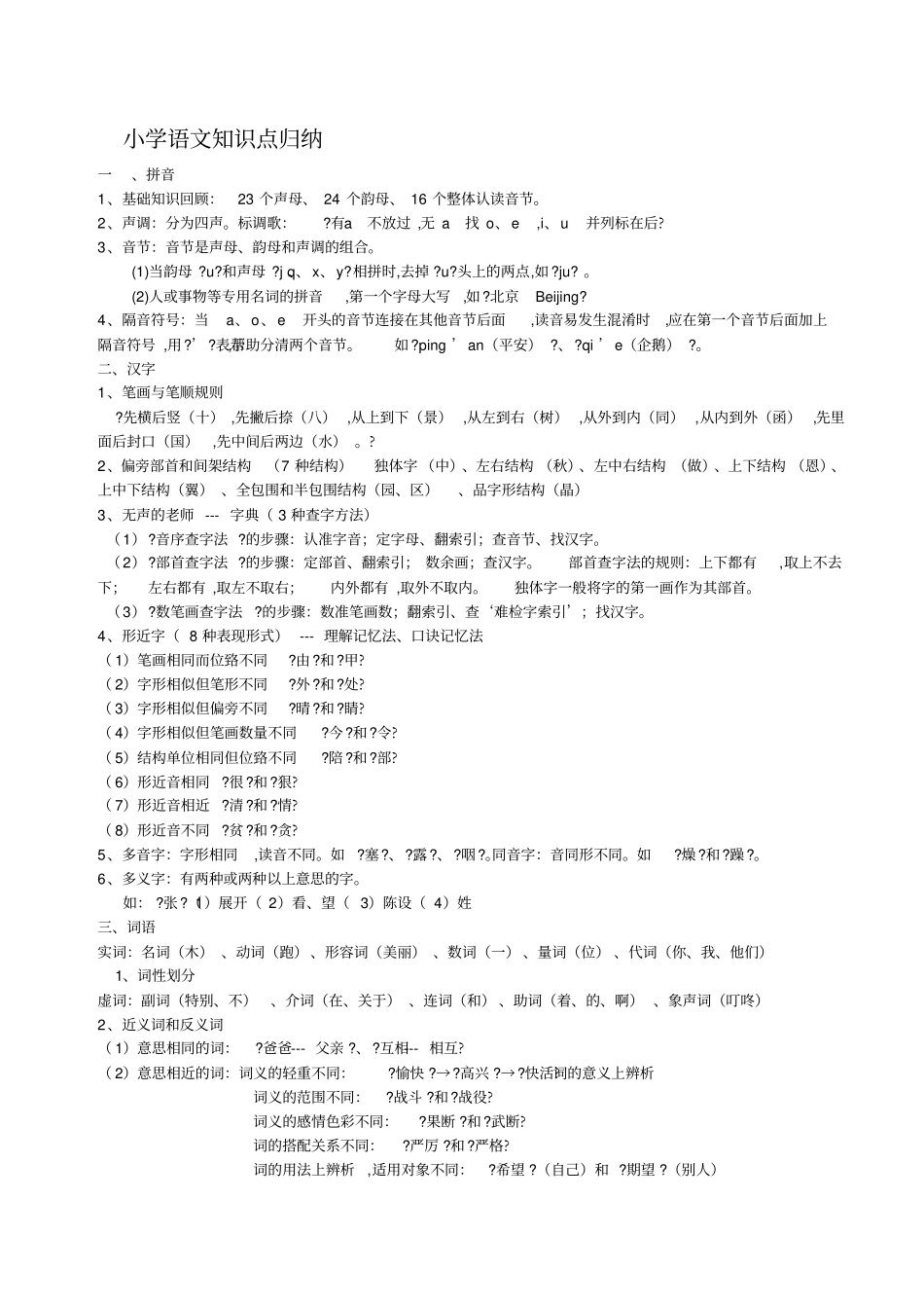 小学语文知识点归纳,推荐文档_第1页