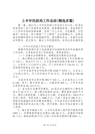 上半年民政局工作总结(精选多篇)