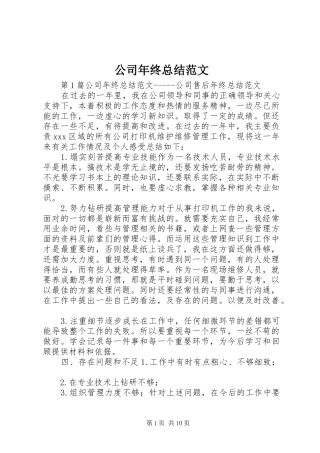 公司年终总结范文