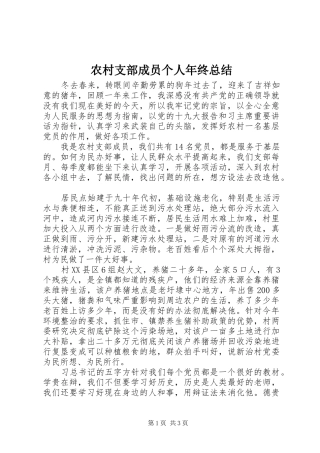 农村支部成员个人年终总结