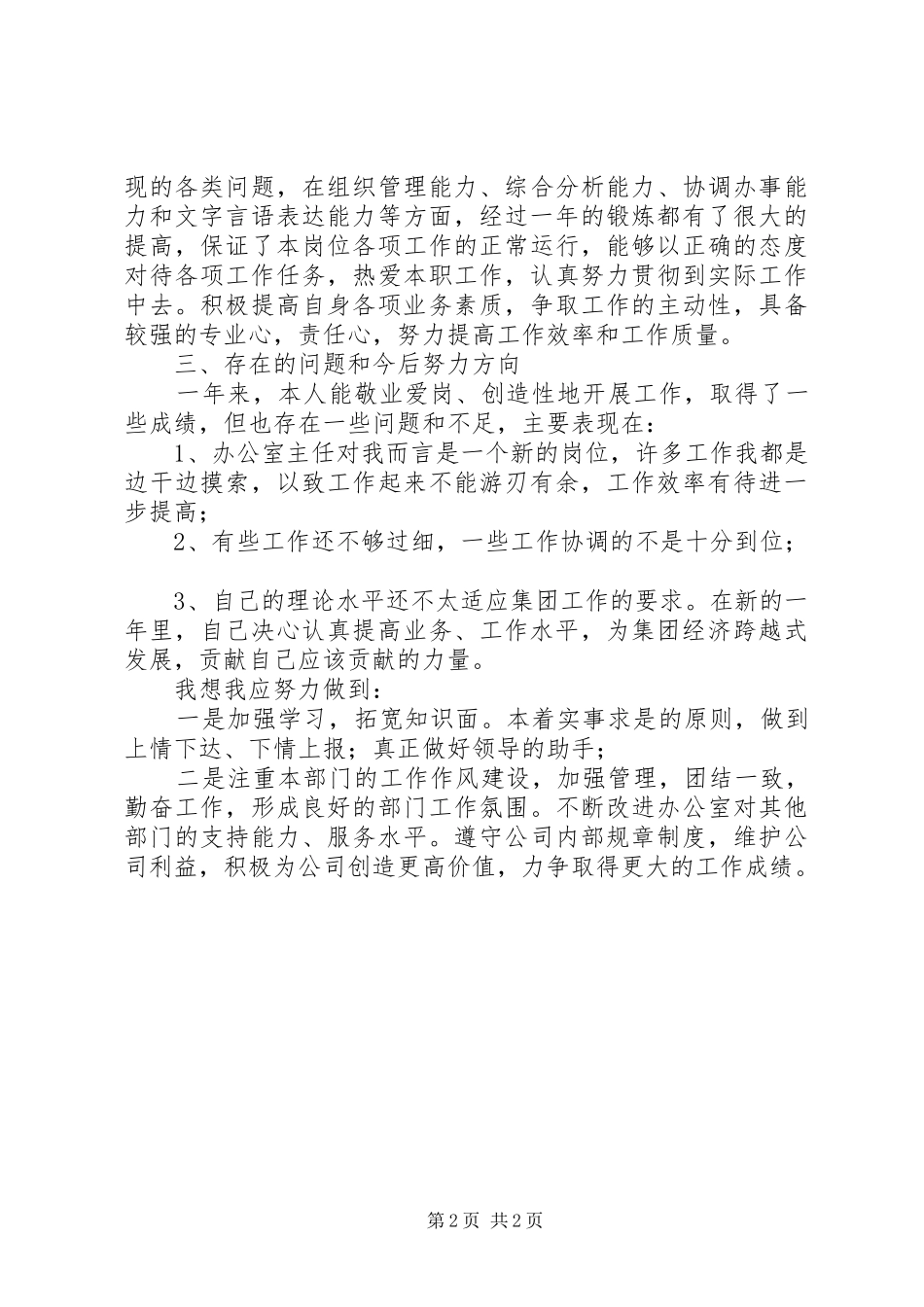 集团办公室主任个人工作总结_第2页