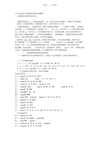 小学语文翘舌平舌前鼻音后鼻音归纳整理