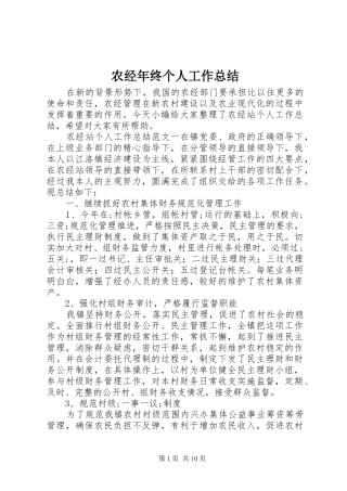 农经年终个人工作总结
