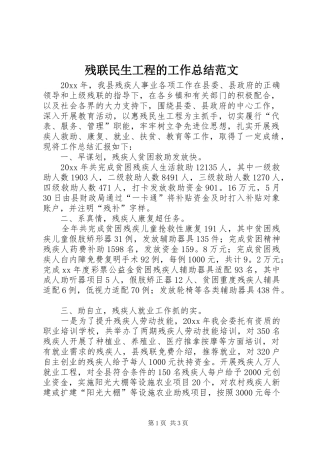 残联民生工程的工作总结范文