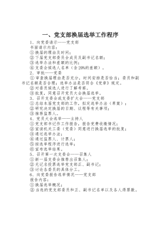 一、党支部换届选举工作程序