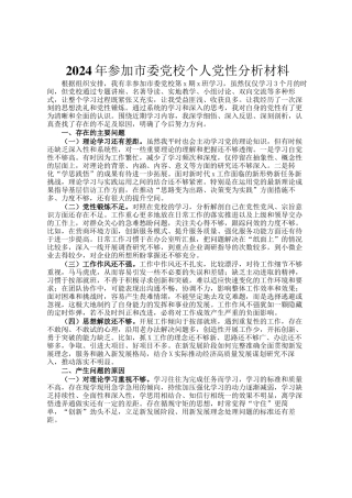 2024年参加市委党校个人党性分析材料