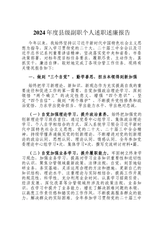 2024年度县级副职个人述职述廉报告