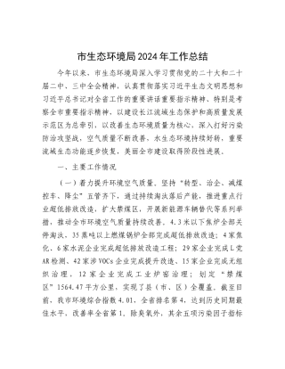 2024年工作总结（生态环境局）