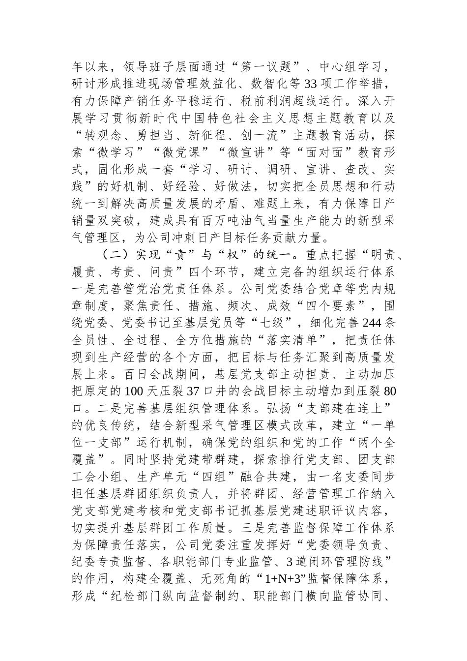 2024年国有能源企业落实全面从严治党主体责任情况报告_第2页