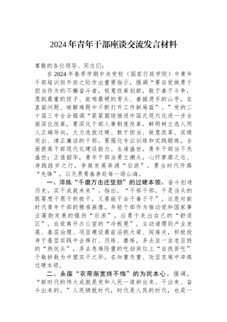 2024年青年干部座谈交流发言材料