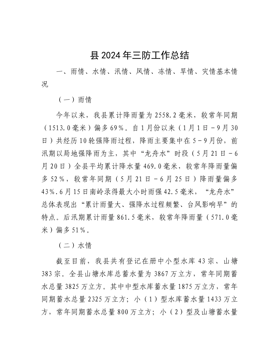 2024年三防工作总结（县级）_第1页