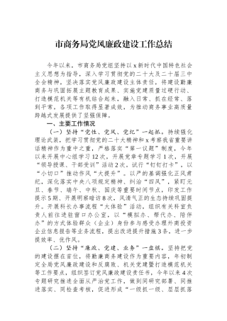 2024年市商务局党风廉政建设工作总结