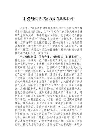 村党组织书记能力提升典型材料