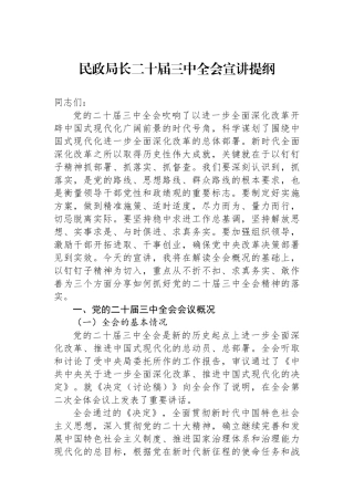 民政局长二十届三中全会宣讲提纲