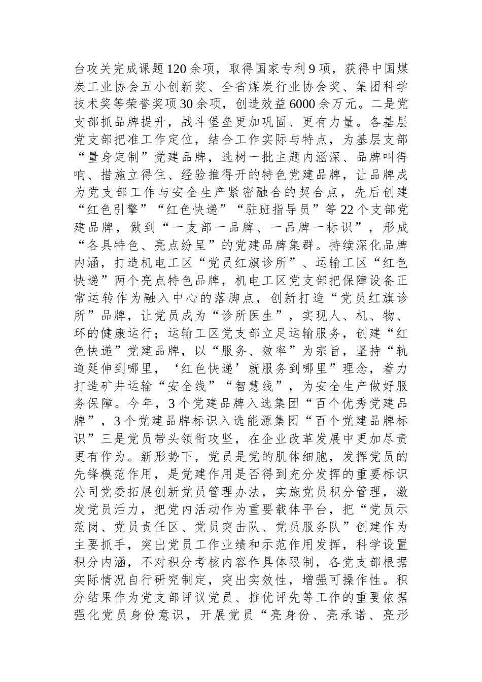 能源国企党委2024年抓基层党建工作总结_第3页