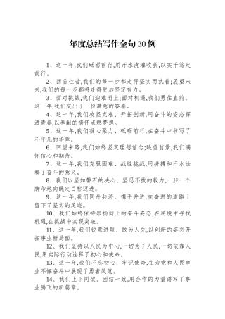 年度总结写作金句30例