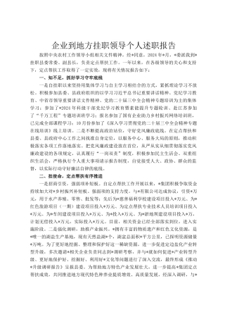 企业到地方挂职领导个人述职报告