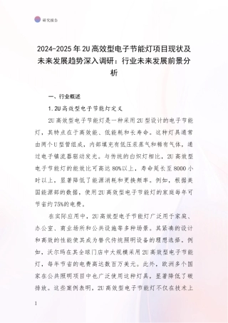 2024-2025年2U高效型电子节能灯项目现状及未来发展趋势深入调研：行业未来发展前景分析