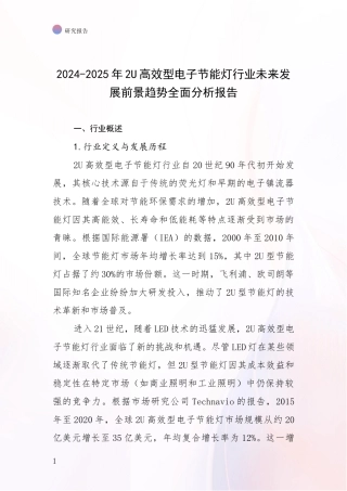 2024-2025年2U高效型电子节能灯行业未来发展前景趋势全面分析报告