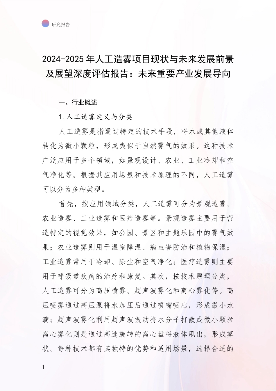 2024-2025年人工造雾项目现状与未来发展前景及展望深度评估报告：未来重要产业发展导向_第1页