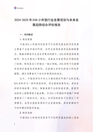 2024-2025年EVA小杯垫行业发展现状与未来发展趋势综合评估报告