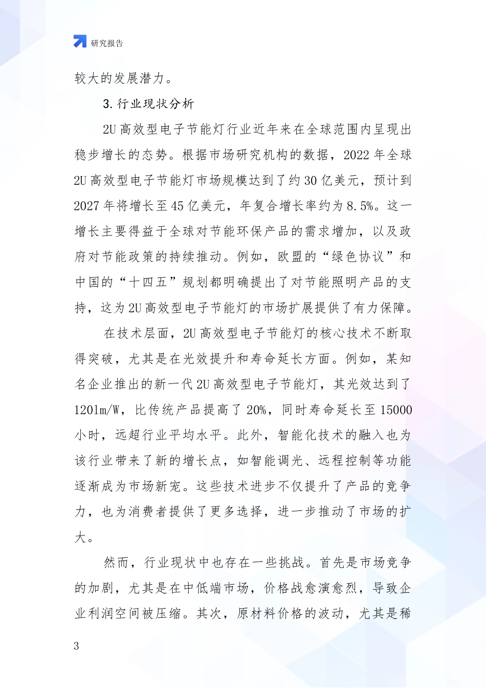 2024-2025年2U高效型电子节能灯领域项目可行性全面研究：行业未来发展前景分析_第3页
