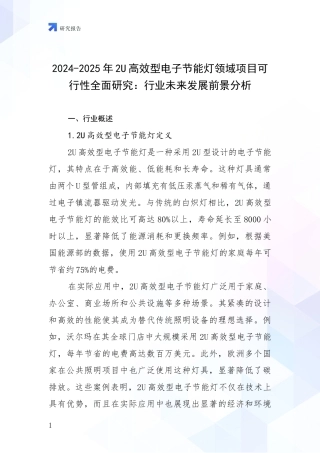 2024-2025年2U高效型电子节能灯领域项目可行性全面研究：行业未来发展前景分析