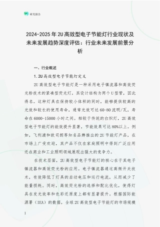 2024-2025年2U高效型电子节能灯行业现状及未来发展趋势深度评估：行业未来发展前景分析