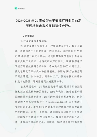 2024-2025年2U高效型电子节能灯行业目前发展现状与未来发展趋势综合评估