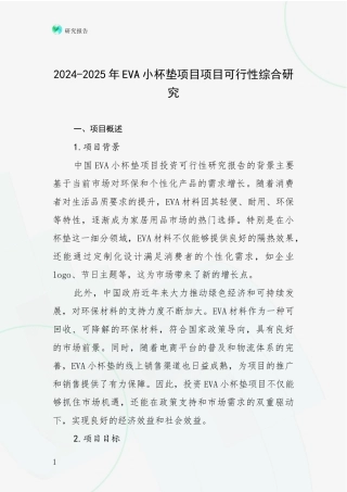 2024-2025年EVA小杯垫项目项目可行性综合研究