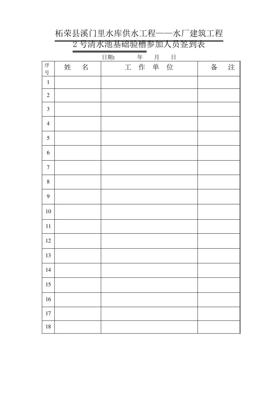 工程分部验收签到表_第2页