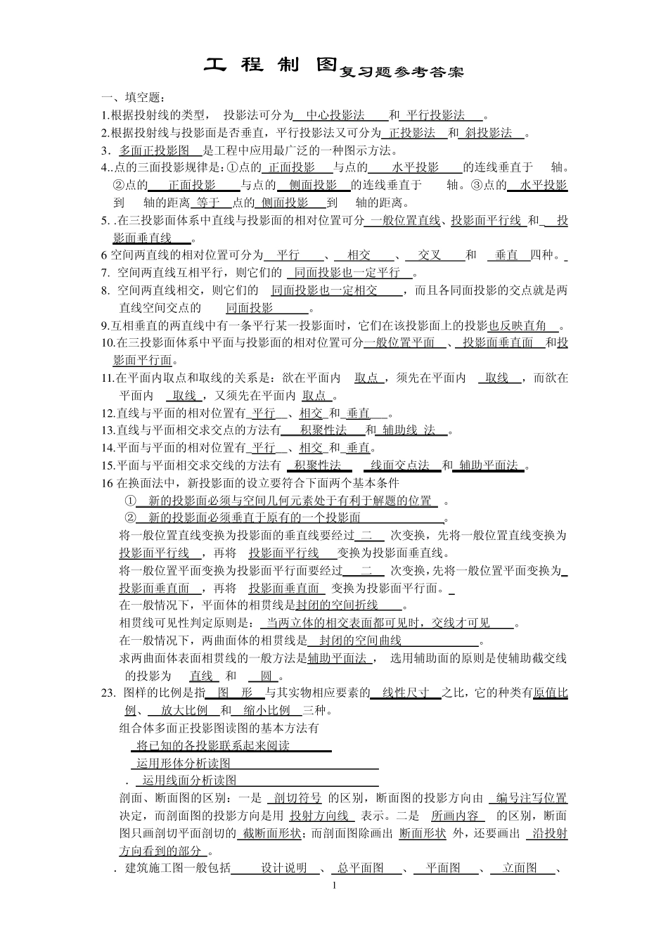 工程制图复习题及答案+千斤顶装配图_第1页