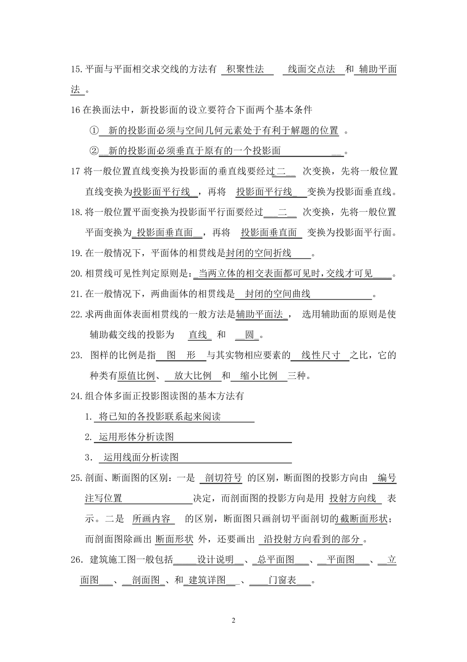 工程制图考试试题_第2页