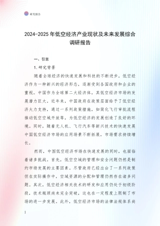 2024-2025年低空经济产业现状及未来发展综合调研报告