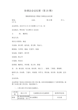 工程协调会会议纪要