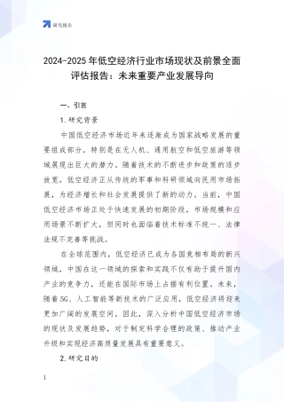 2024-2025年低空经济行业市场现状及前景全面评估报告：未来重要产业发展导向