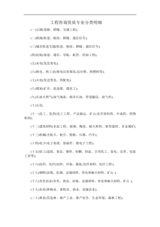 工程咨询资质分类