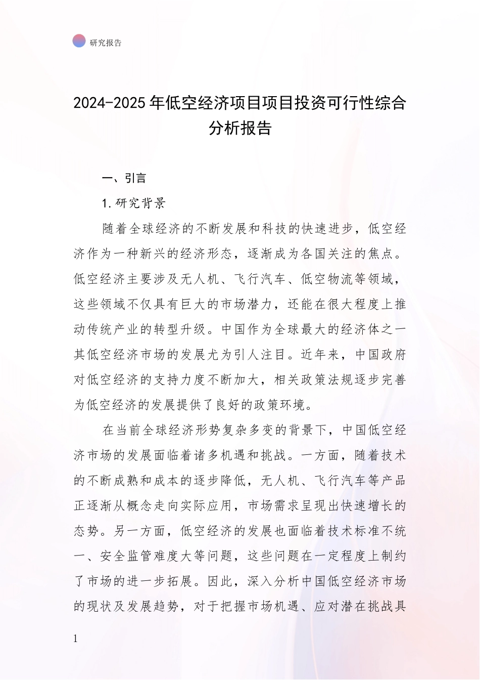 2024-2025年低空经济项目项目投资可行性综合分析报告_第1页