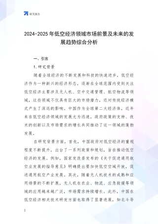 2024-2025年低空经济领域市场前景及未来的发展趋势综合分析