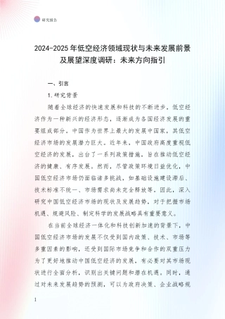 2024-2025年低空经济领域现状与未来发展前景及展望深度调研：未来方向指引