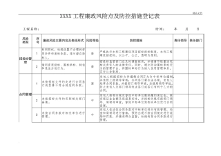 工程廉政风险点及防控措施登记表