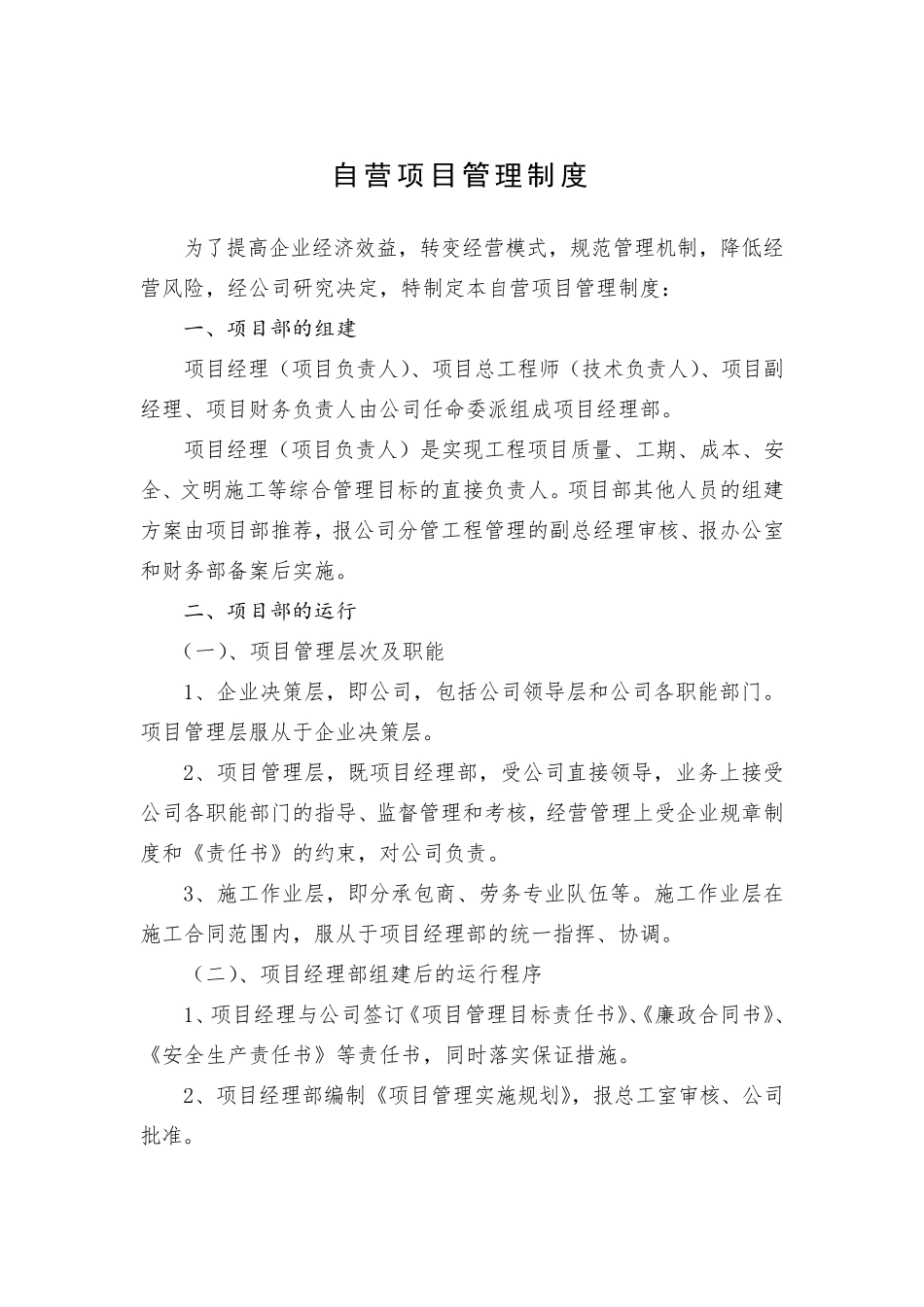 工程建设自营项目管理制度_第1页