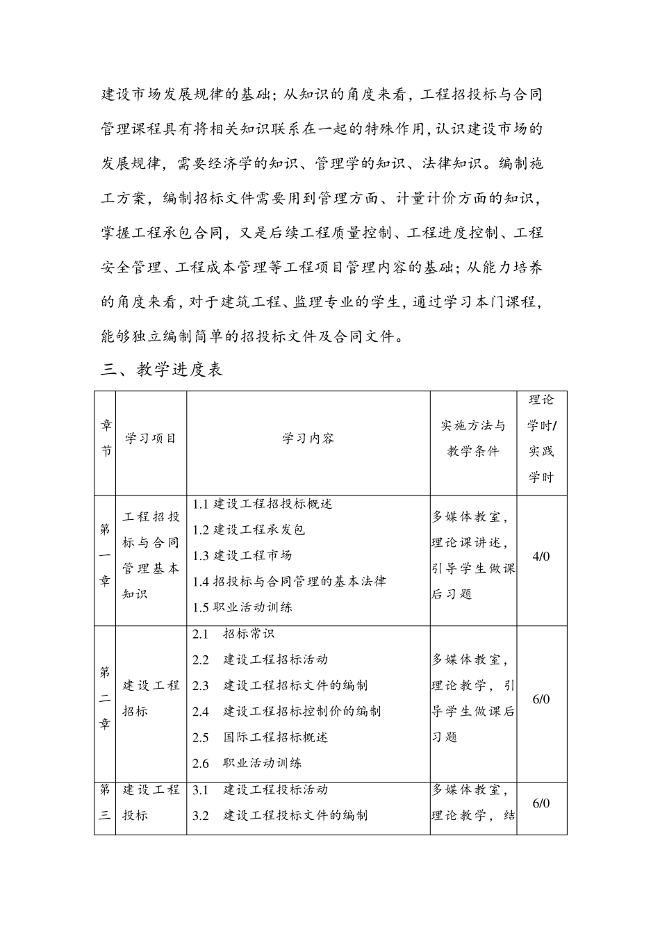 工程招投标与合同管理的教学大纲_第2页