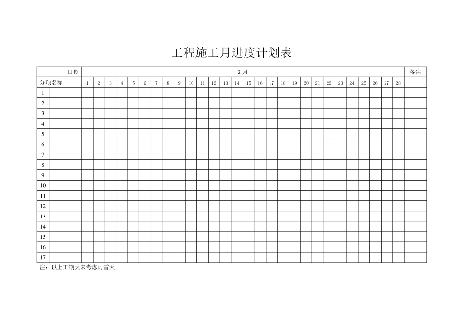 工程施工月进度计划表_第2页